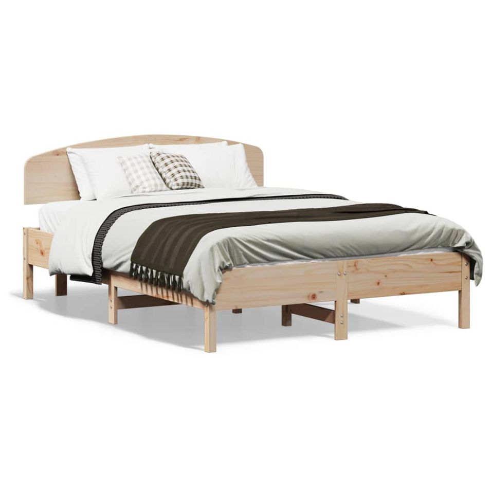 Cadre de lit avec tête de lit 140x190 cm bois de pin massif - Photo n°1