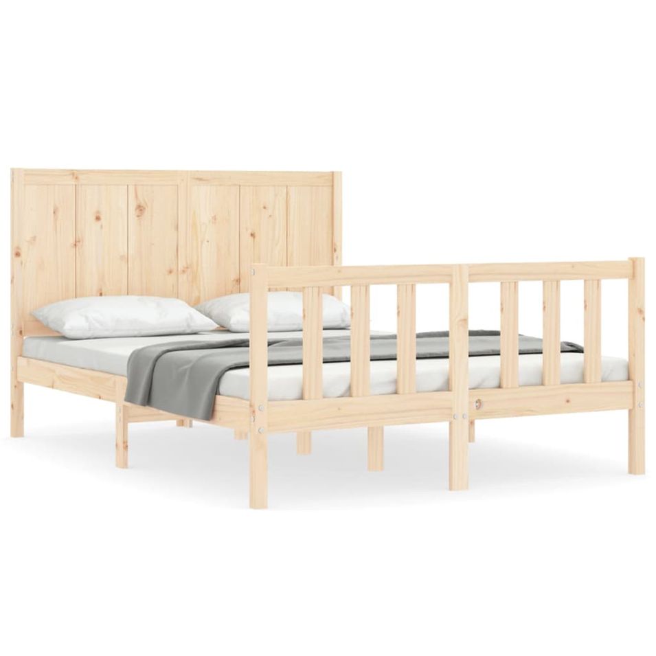 Cadre de lit avec tête de lit 140x190 cm bois massif - Photo n°1