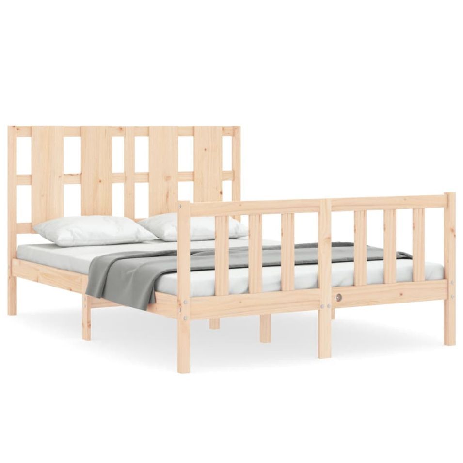 Cadre de lit avec tête de lit 140x190 cm bois massif - Photo n°1