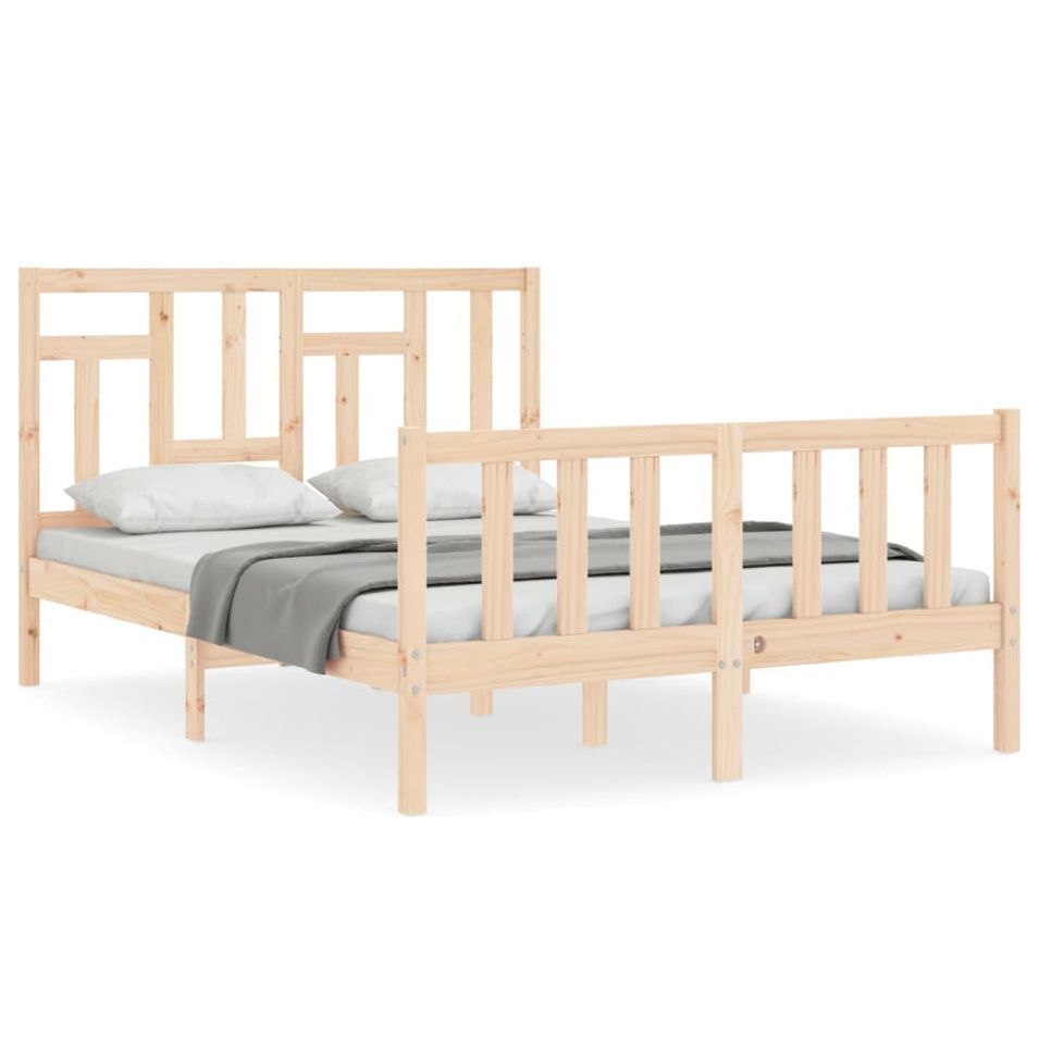 Cadre de lit avec tête de lit 140x190 cm bois massif - Photo n°1