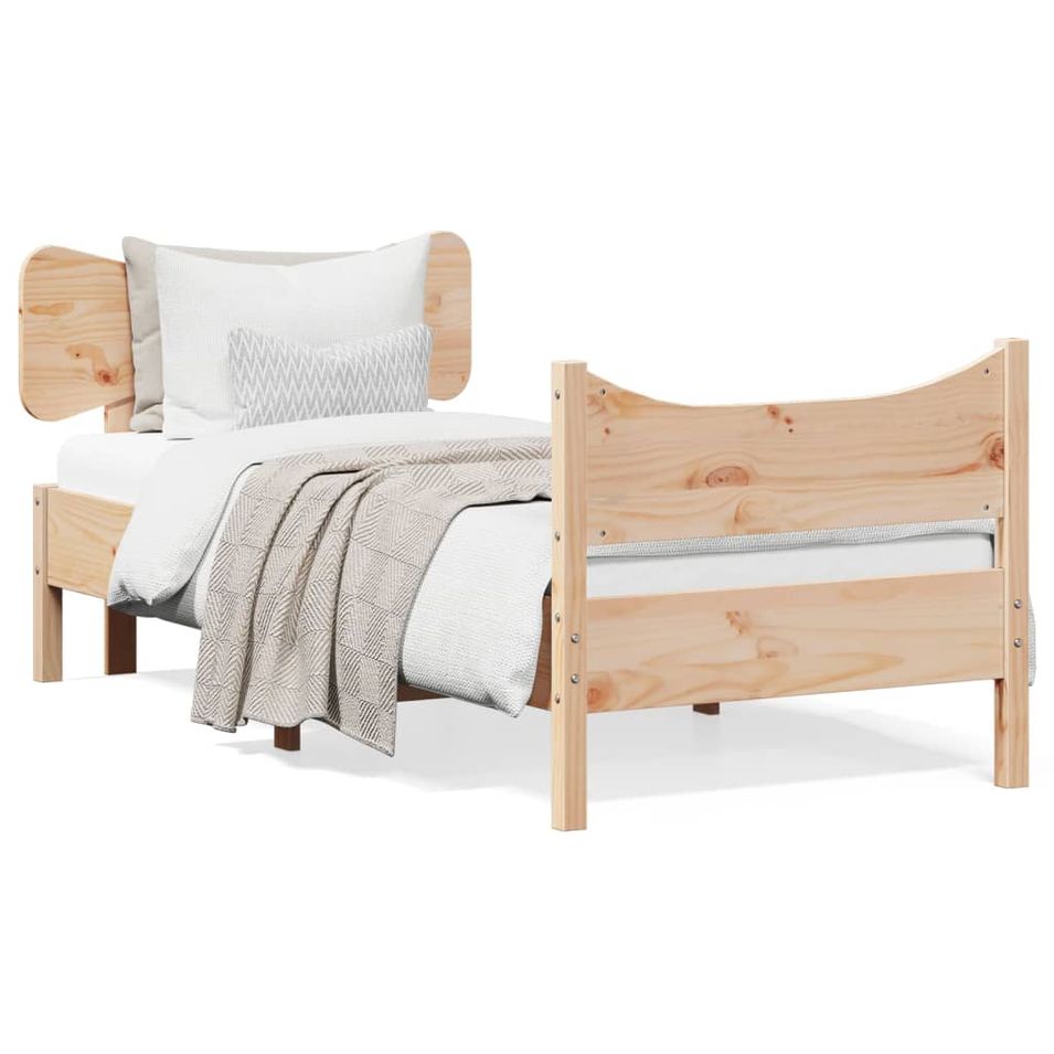 Cadre de lit avec tête de lit 75x190 cm bois de pin massif - Photo n°1