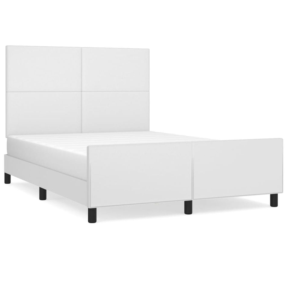 Lit avec tête de lit Blanc 140x190 cm Similicuir - Photo n°1