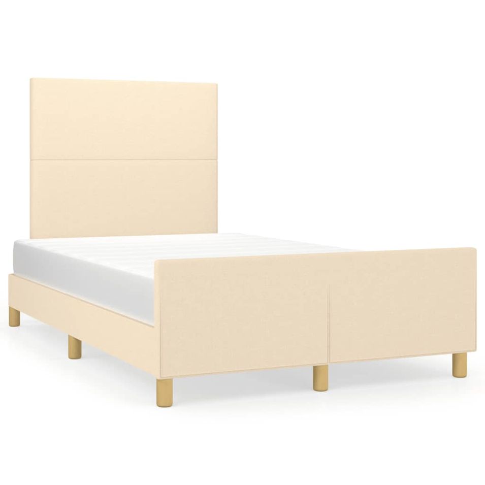 Cadre de lit avec tête de lit crème 120x190 cm tissu - Photo n°1