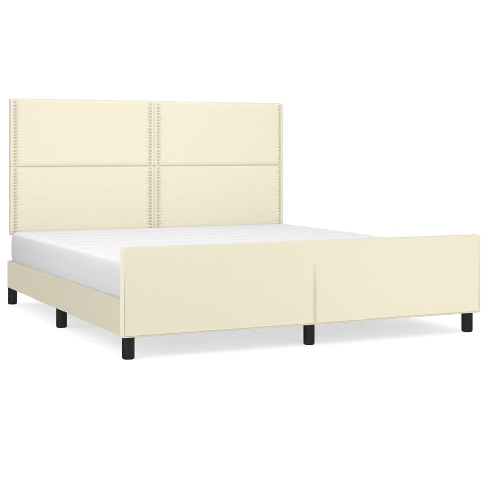 Cadre de lit avec tête de lit Crème 160x200 cm Similicuir - Photo n°1