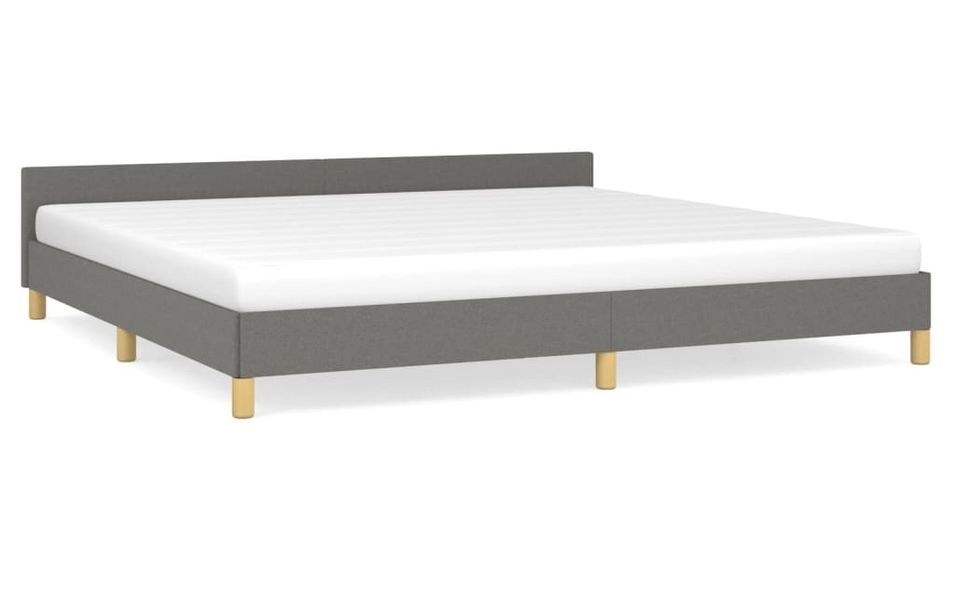 Lit avec tête de lit Gris foncé 200x200 cm Tissu - Photo n°1