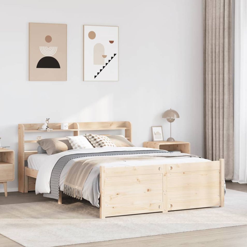 Cadre de lit avec tête de lit sans matelas 140x200 cm - Photo n°1