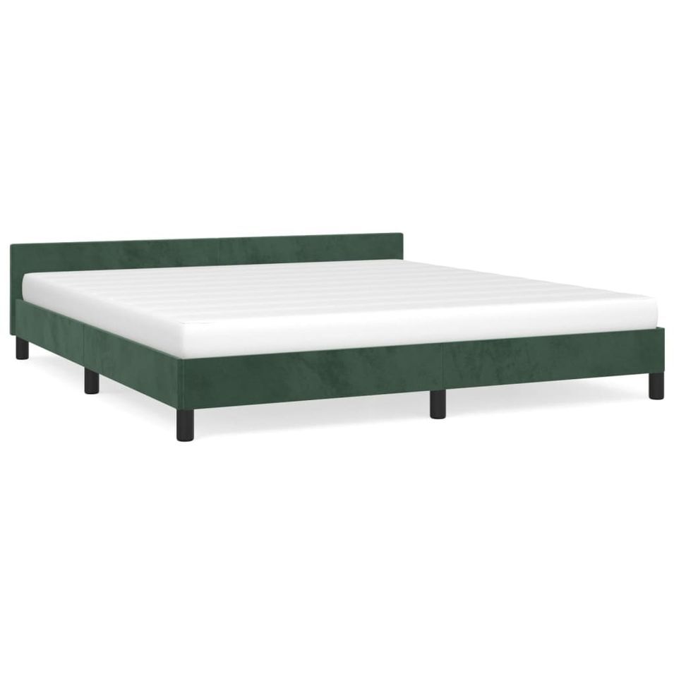 Lit avec tête de lit Vert foncé 180x200 cm Velours - Photo n°1