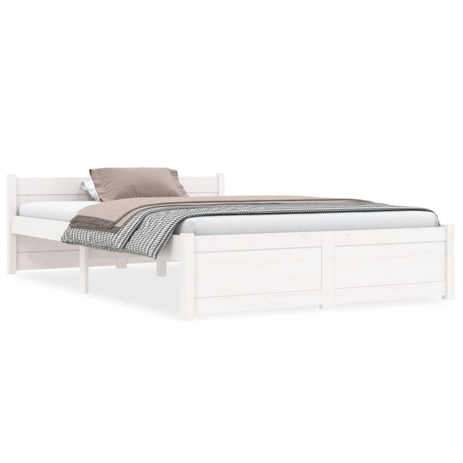 Cadre de lit Blanc Bois massif 120x190 cm Petit double - Photo n°1