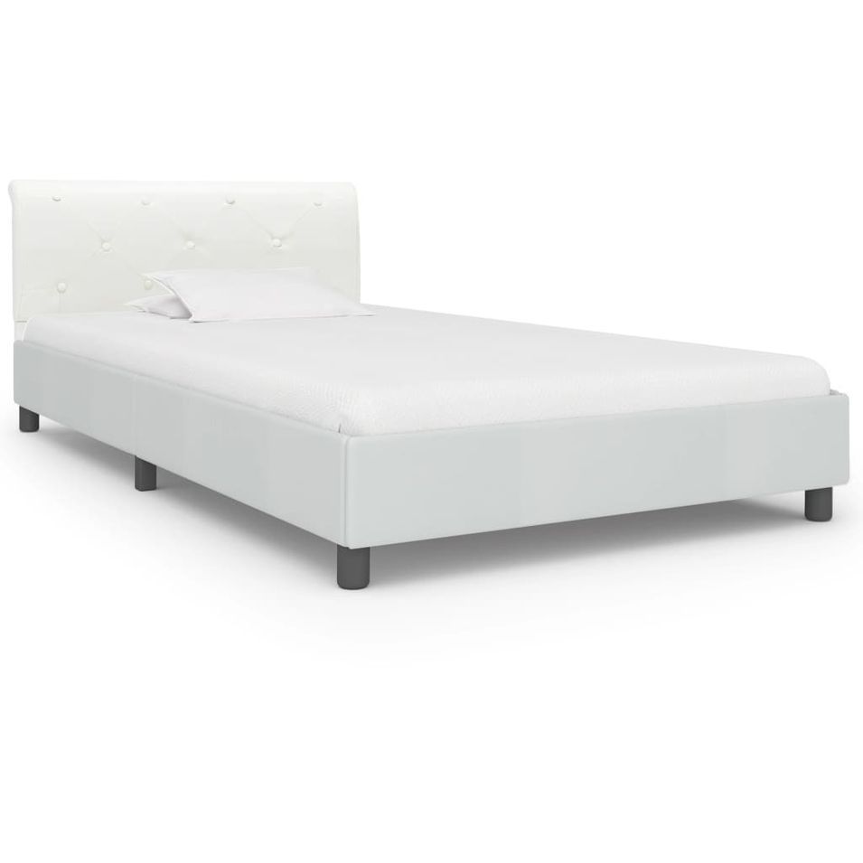 Lit Blanc Similicuir 100 x 200 cm - Photo n°1