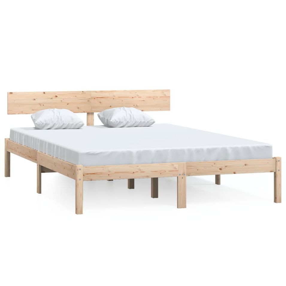 Lit Bois de pin massif 150x200 cm UK King - Photo n°1