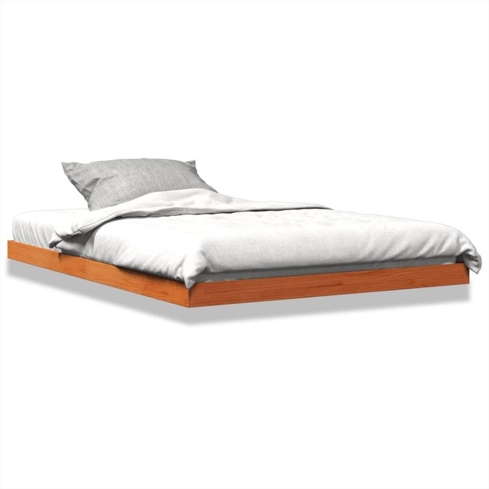 Cadre de lit cire marron 140x190 cm bois de pin massif - Photo n°1