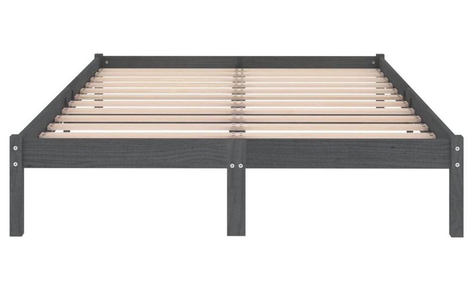 Cadre de lit Gris Bois de pin massif 140x190 cm Natura - Photo n°1