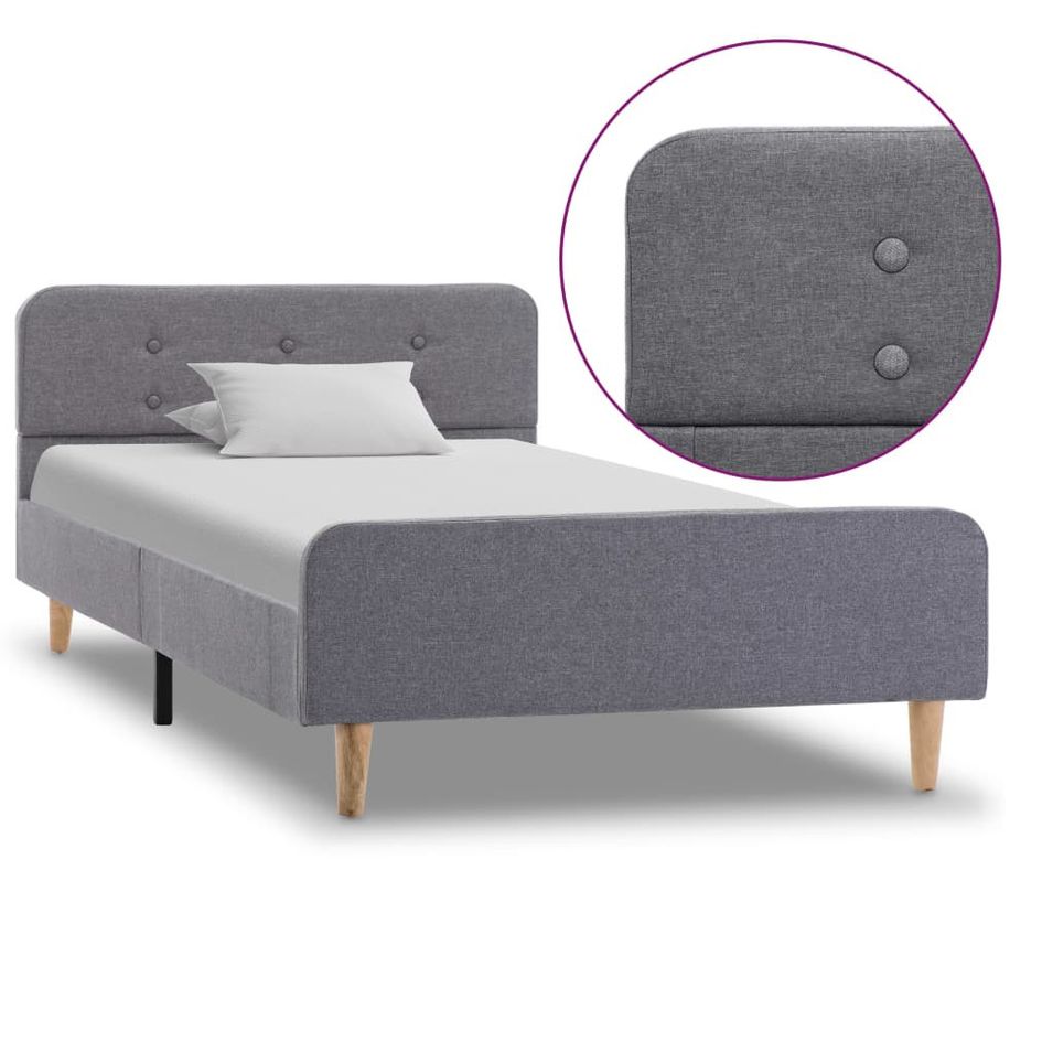 Lit Gris clair Tissu 100 x 200 cm 2 - Photo n°1