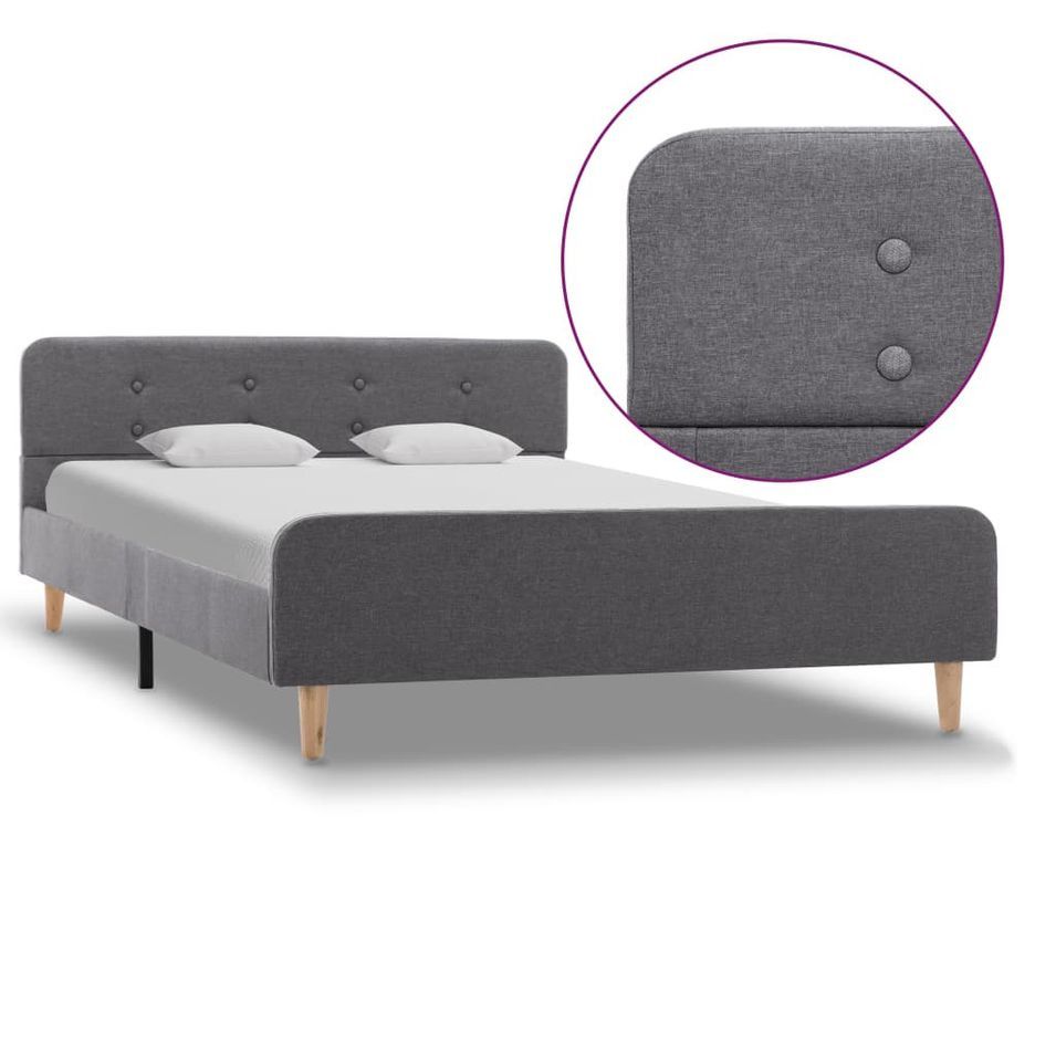 Lit Gris clair Tissu 120 x 200 cm 7 - Photo n°1