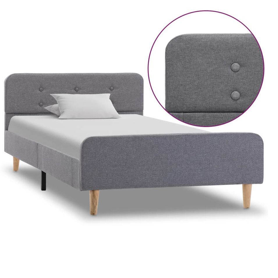 Lit Gris clair Tissu 90 x 200 cm 8 - Photo n°1