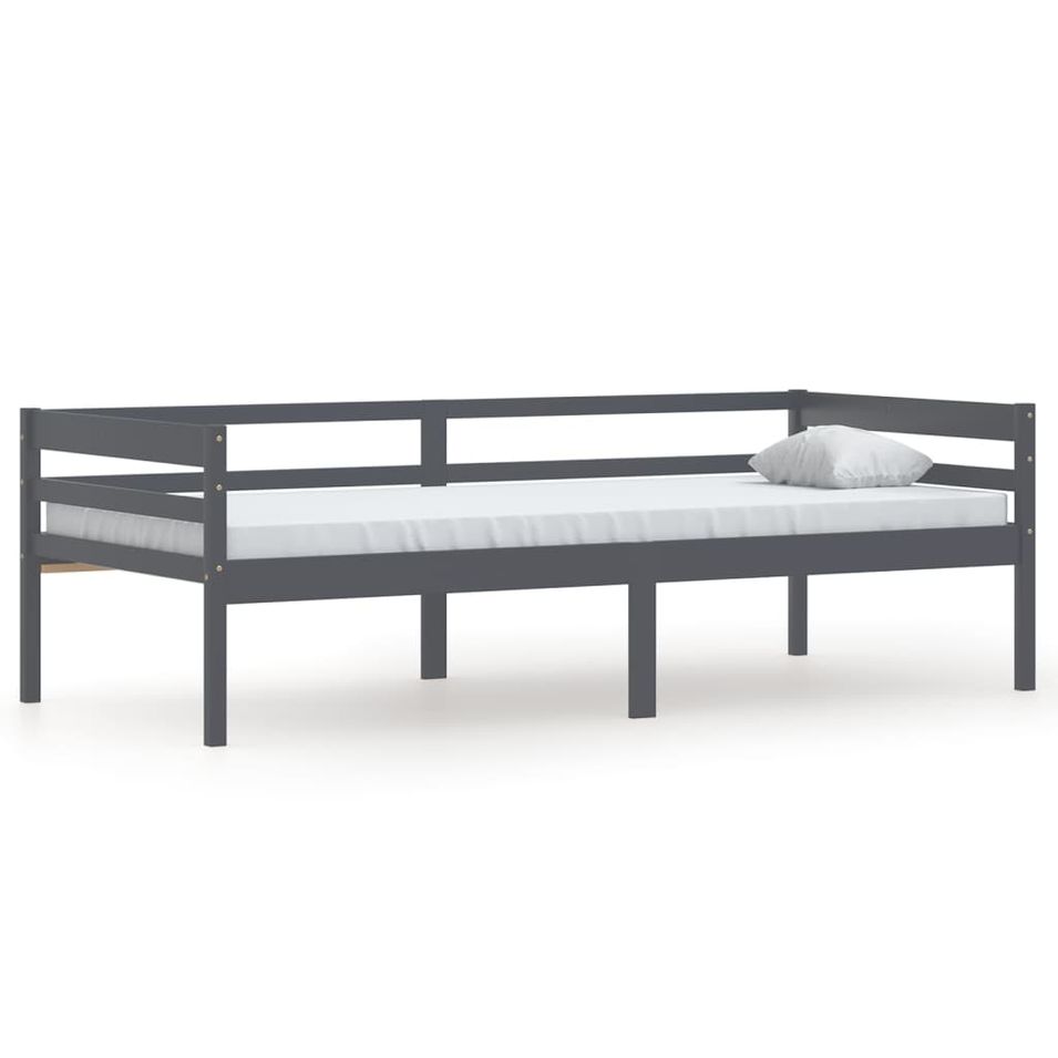 Lit banquette Gris foncé Bois de pin massif 90x200 cm - Photo n°1