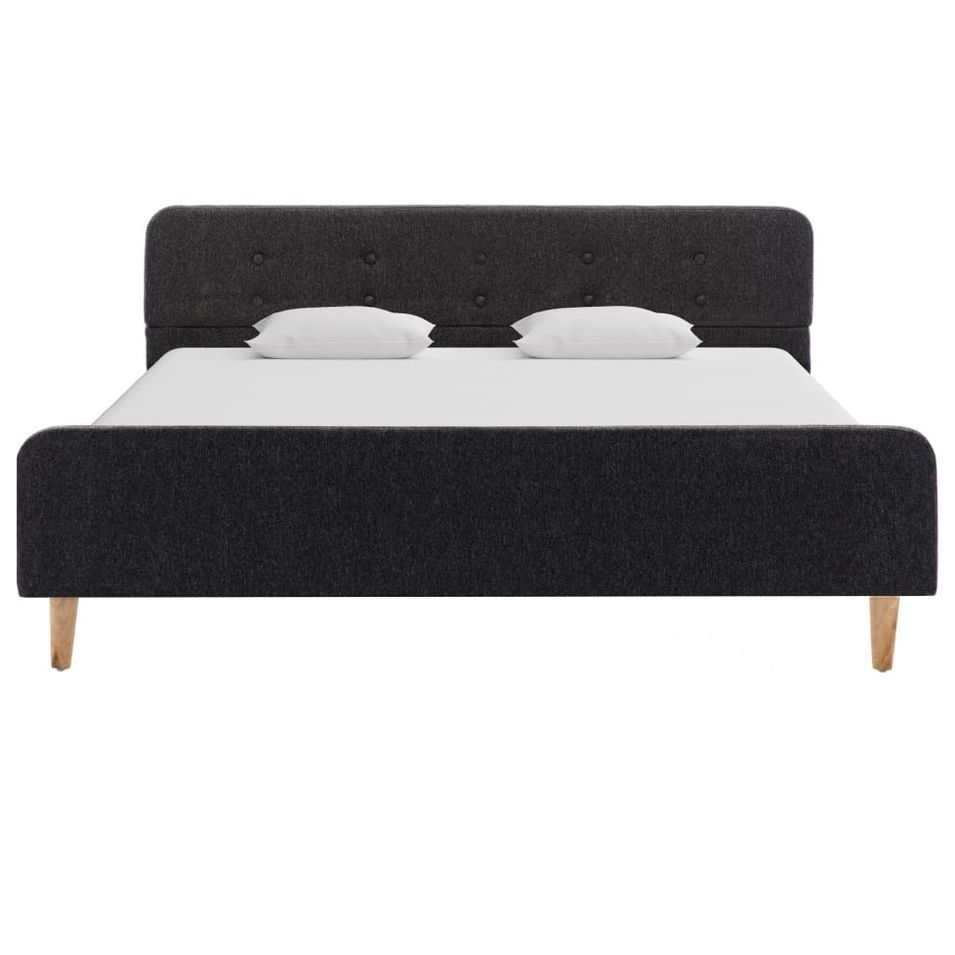 Lit Gris foncé Jute 140 x 200 cm - Photo n°1