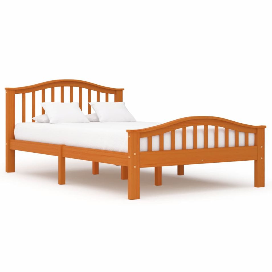 Lit Marron miel Bois de pin massif 120 x 200 cm - Photo n°1