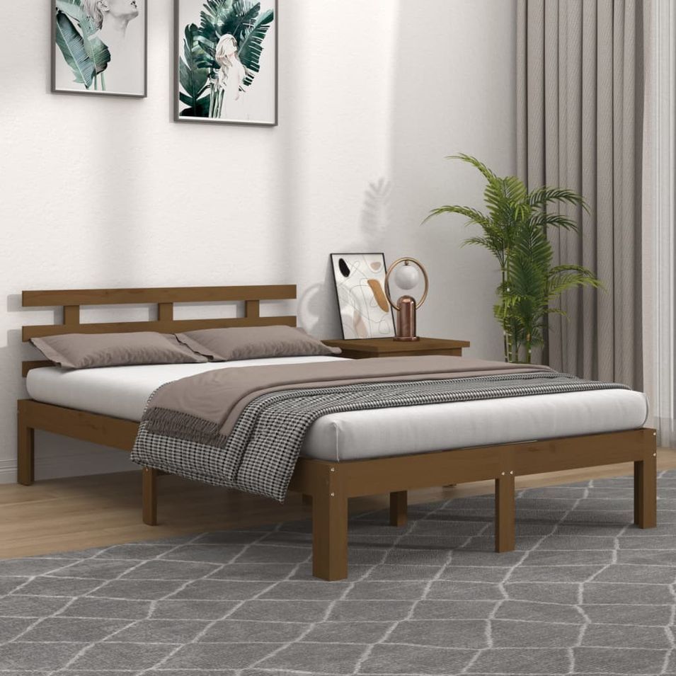 DIOCHE Cadre de lit 160x200 cm Bois de pin massif - YW Tech DIO7380738221933 - Cdiscount Maison