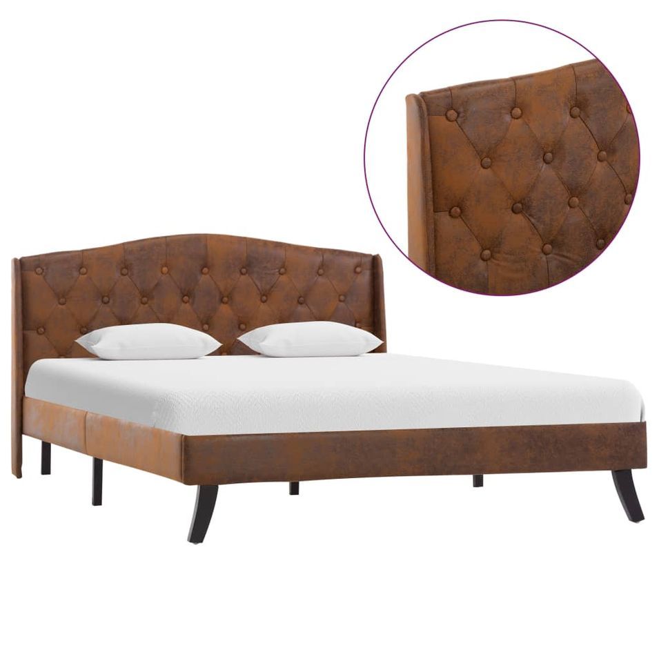 Lit Marron Similicuir daim 120 x 200 cm 6 - Photo n°1