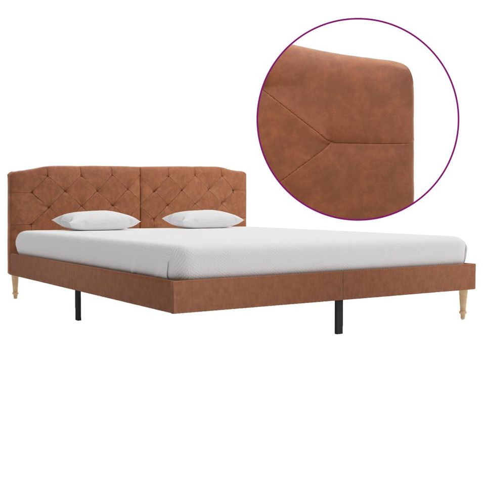 Lit Marron Tissu 160 x 200 cm - Photo n°1