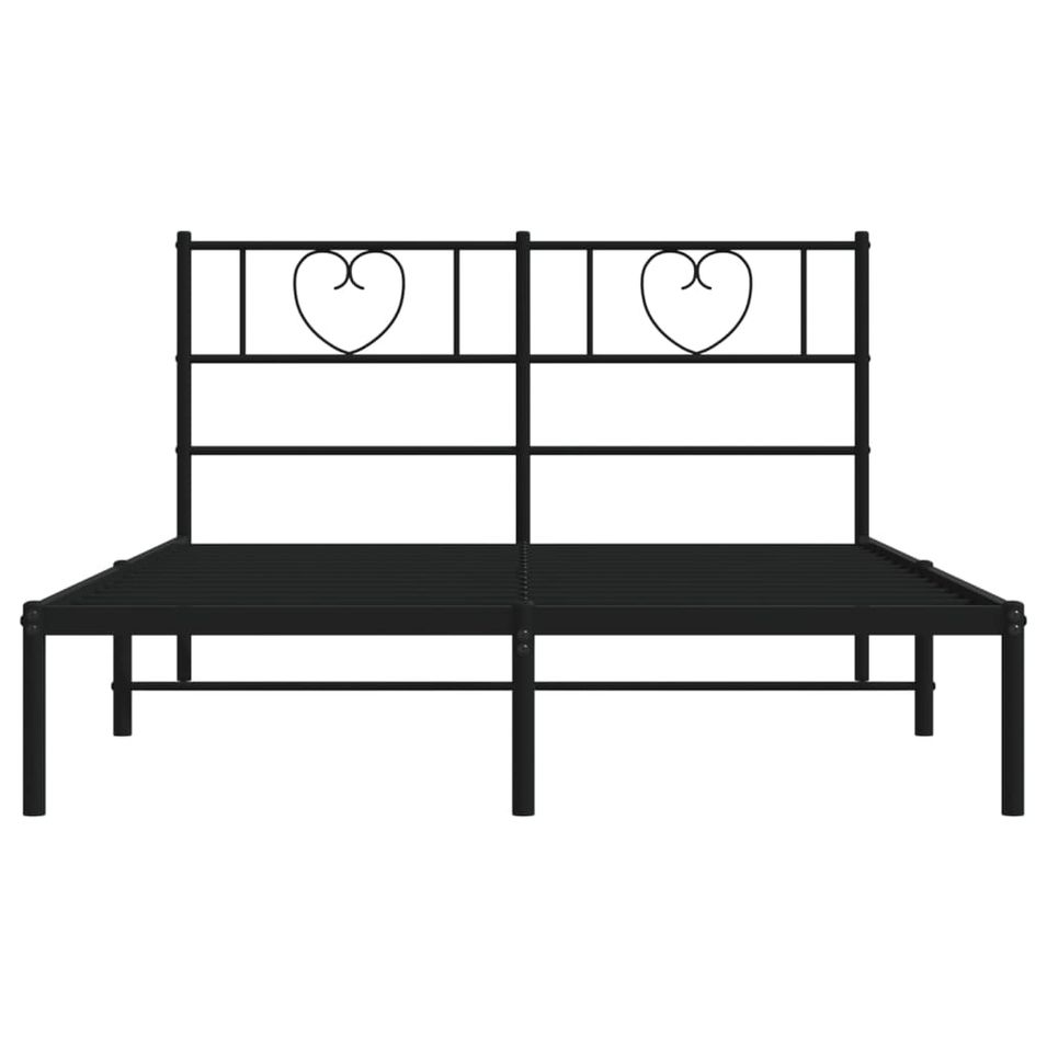 Cadre de lit métal avec tête de lit noir 135x190 cm - Photo n°1