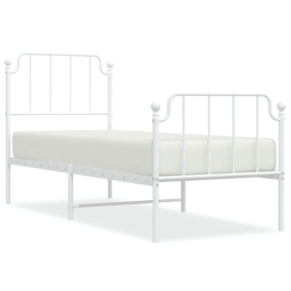 Cadre de lit métal avec tête de lit/pied de lit blanc 80x200 cm - Photo n°1