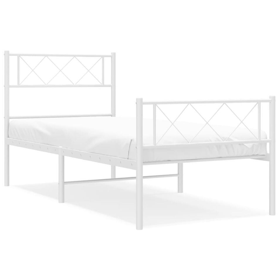 Cadre de lit métal avec tête de lit/pied de lit blanc 80x200 cm - Photo n°1