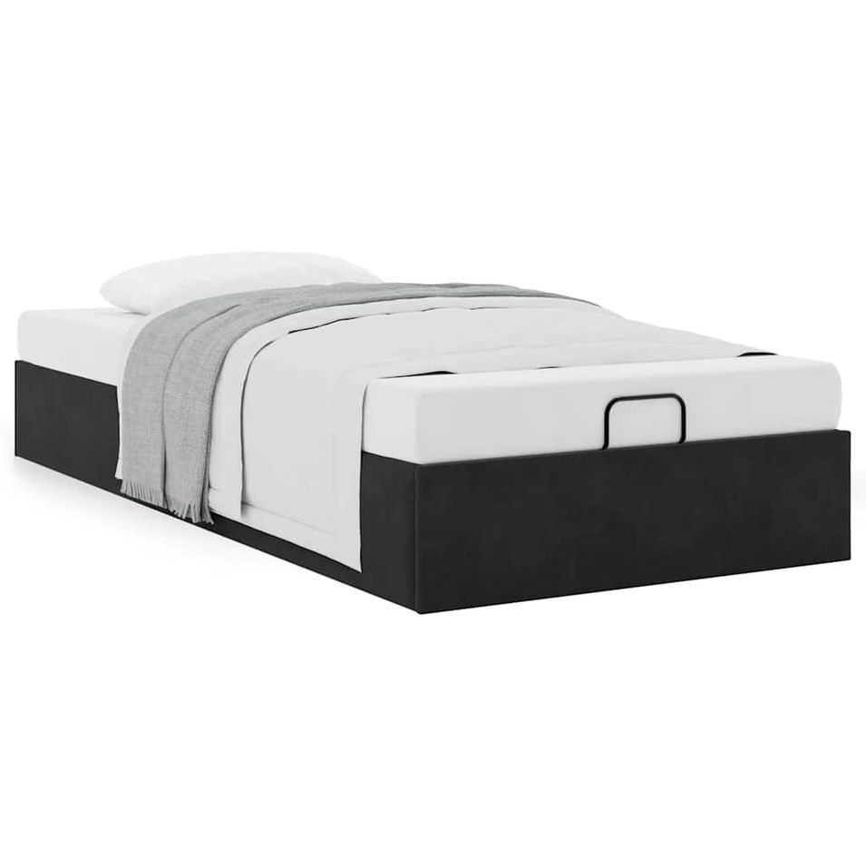 Cadre de lit ottoman sans matelas noir 90x200 cm velours - Photo n°1