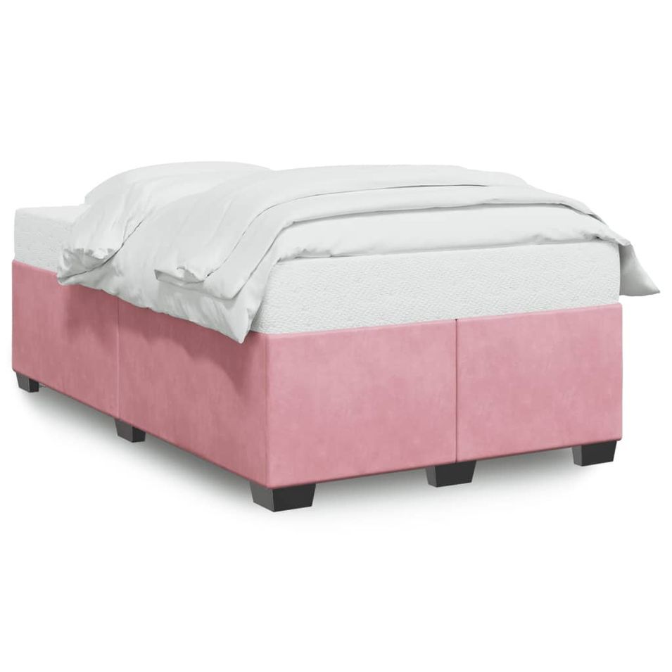 Cadre de lit rose 120x190 cm velours - Photo n°1