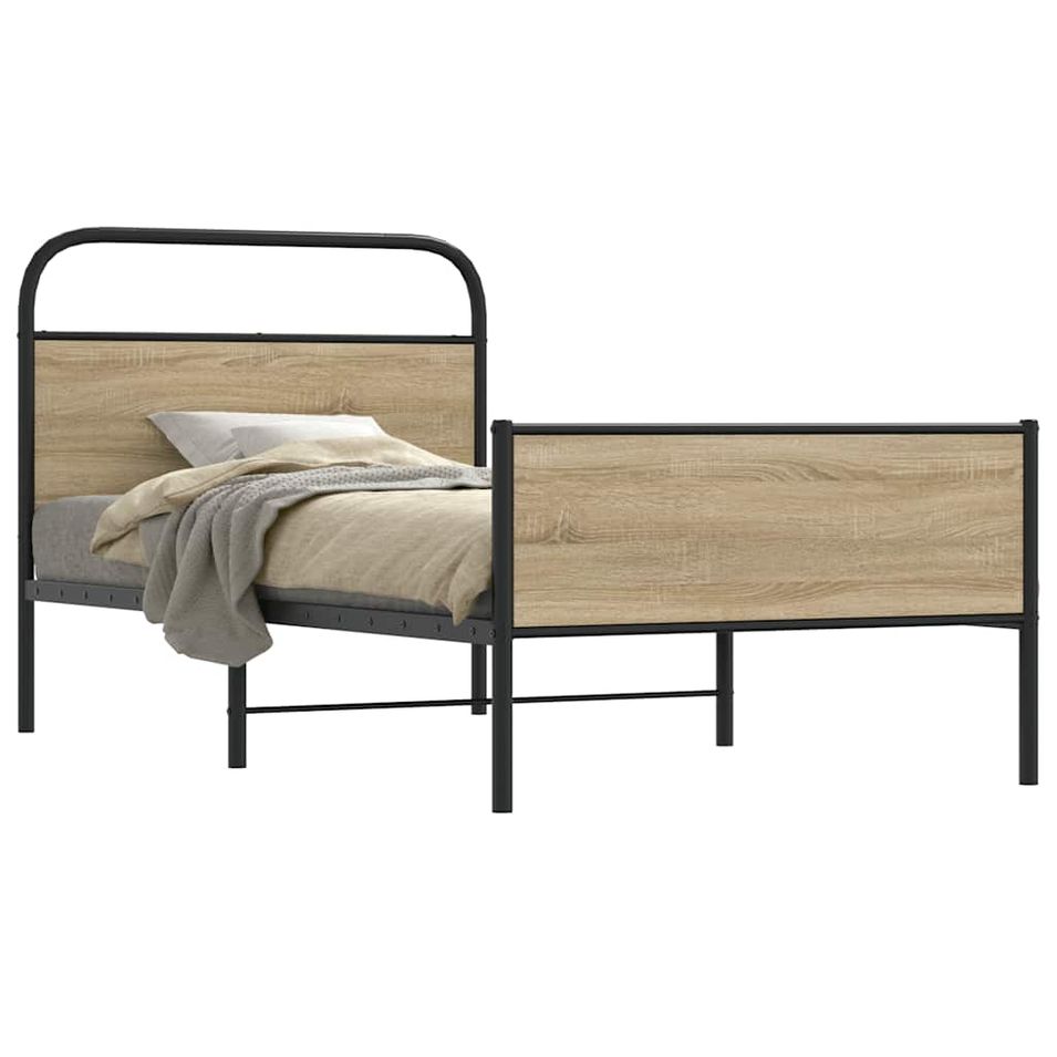 Cadre de lit sans matelas 100x190 cm chêne sonoma - Photo n°1