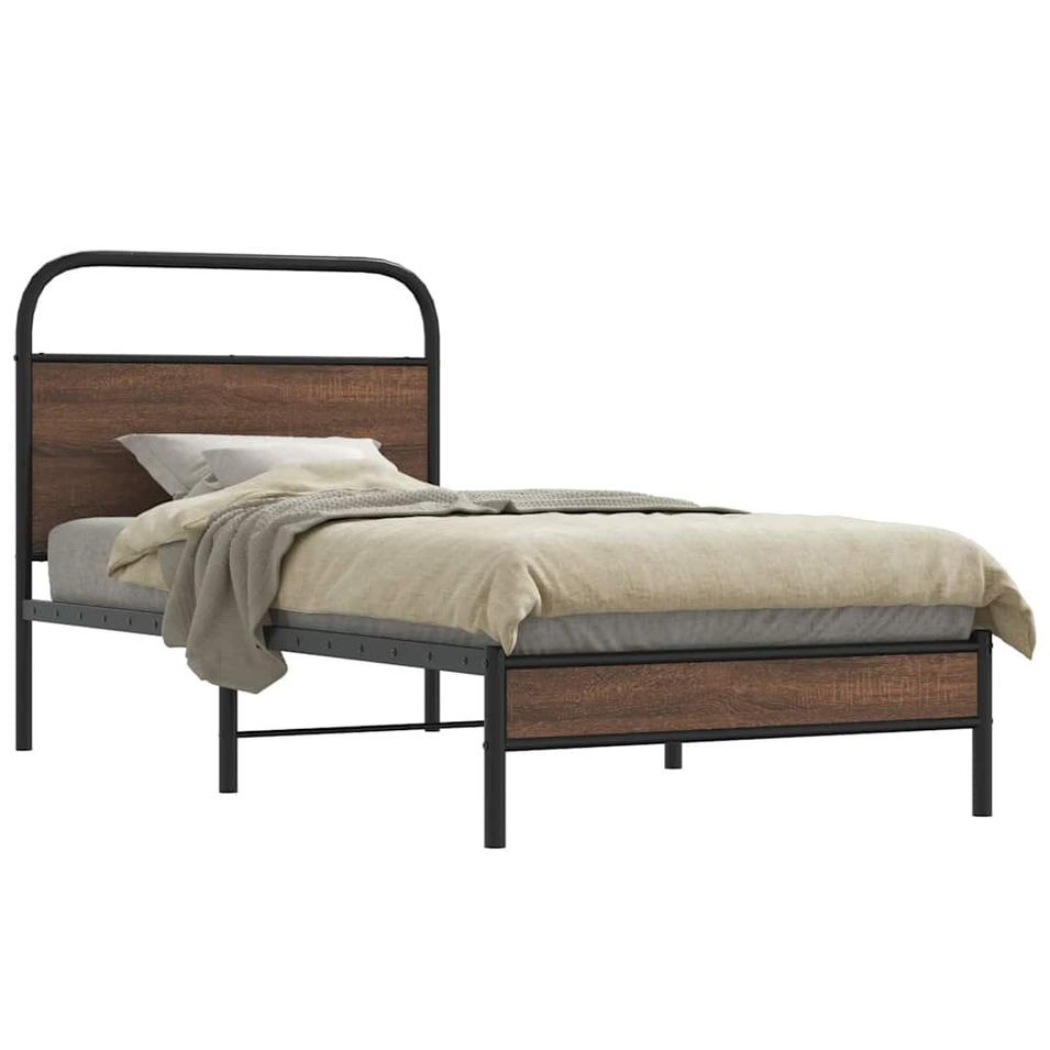 Cadre de lit sans matelas 100x200 cm chêne marron - Photo n°1