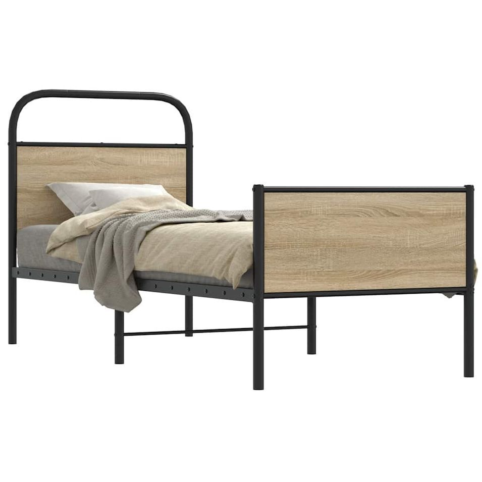 Cadre de lit sans matelas 75x190cm chêne sonoma bois ingénierie - Photo n°1