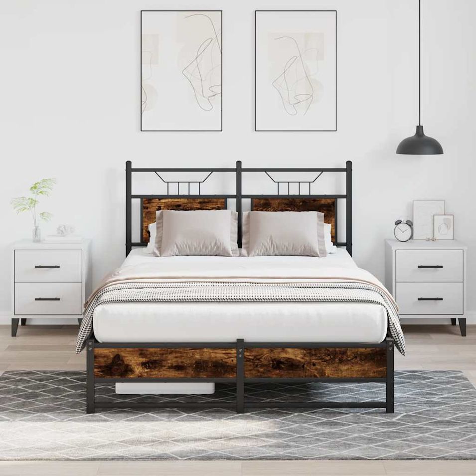 Cadre de lit sans matelas chêne fumé 120x190 cm bois ingénierie - Photo n°1