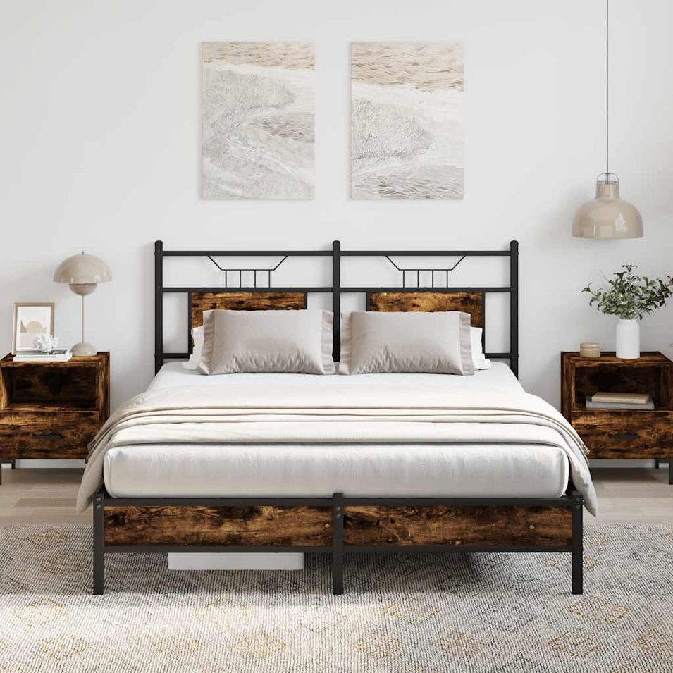 Cadre de lit sans matelas chêne fumé 140x200 cm bois ingénierie - Photo n°1