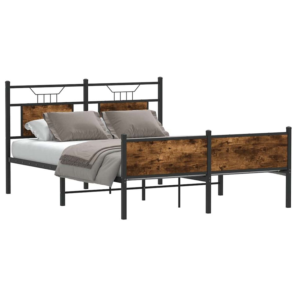 Cadre de lit sans matelas chêne fumé 140x200 cm bois ingénierie - Photo n°1