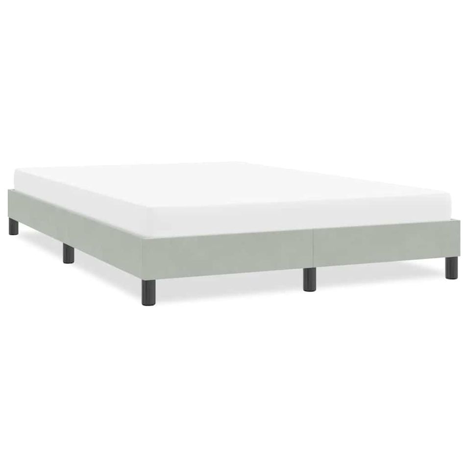Cadre de lit sans matelas gris clair 140x220 cm velours - Photo n°1