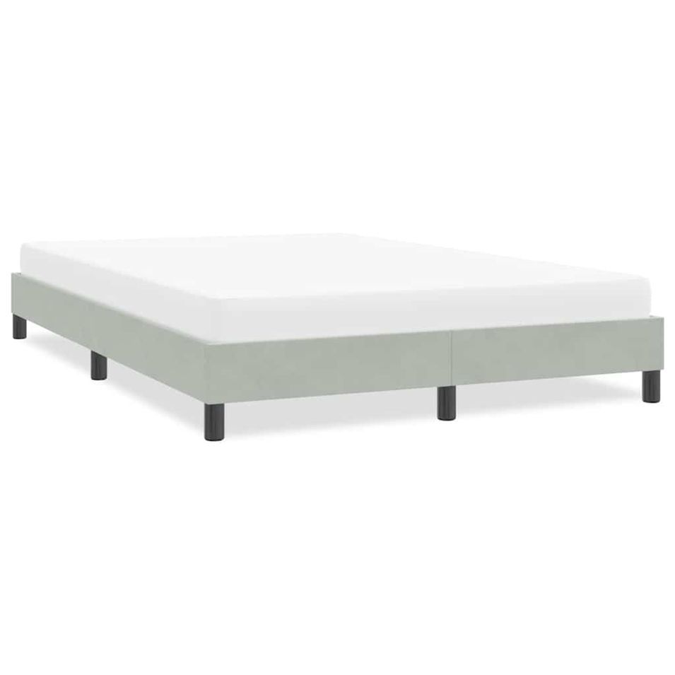 Cadre de lit sans matelas gris clair 160x210 cm velours - Photo n°1
