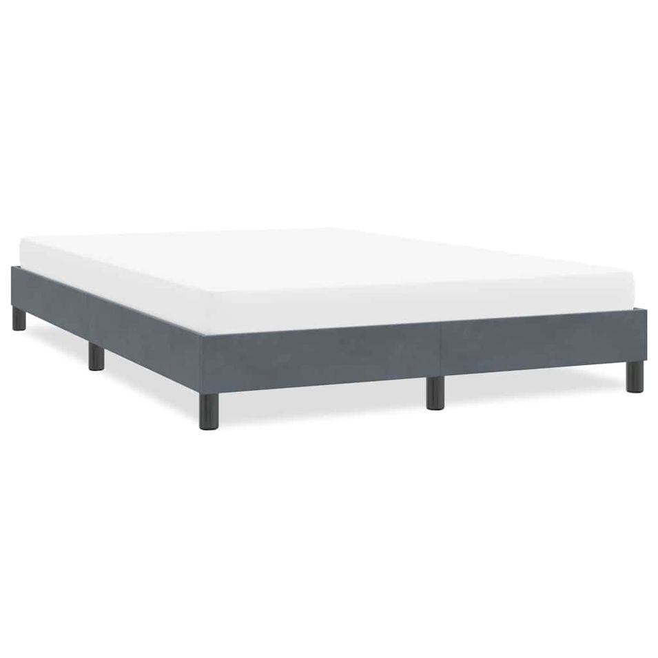 Cadre de lit sans matelas gris foncé 160x210 cm velours - Photo n°1