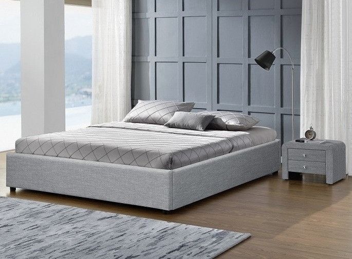 Cadre lit coffre tissu gris clair Break 160x200 cm - Photo n°1