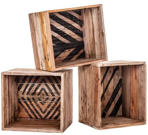 Caisse de rangement bois massif clair Carmen - Lot de 3 2 - Photo n°1