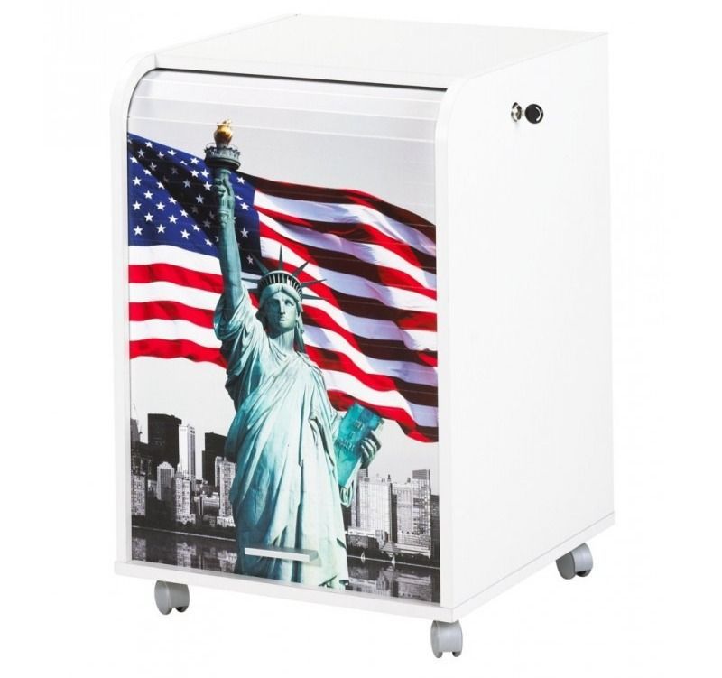 Caisson de bureau à rideau ORGA 70 cm blanc – Meuble mobile avec 2 tiroirs et rangement dossiers suspendus - Photo n°1