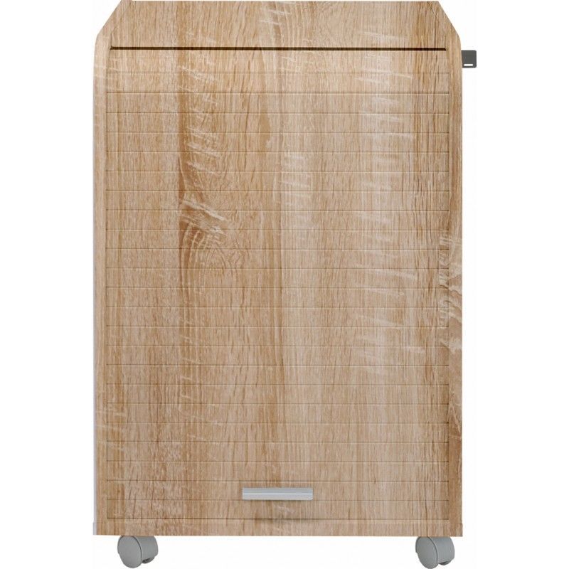 Caisson de bureau à rideau ORGA 70 cm chêne clair – Meuble mobile avec tiroirs et rangement dossiers - Photo n°1