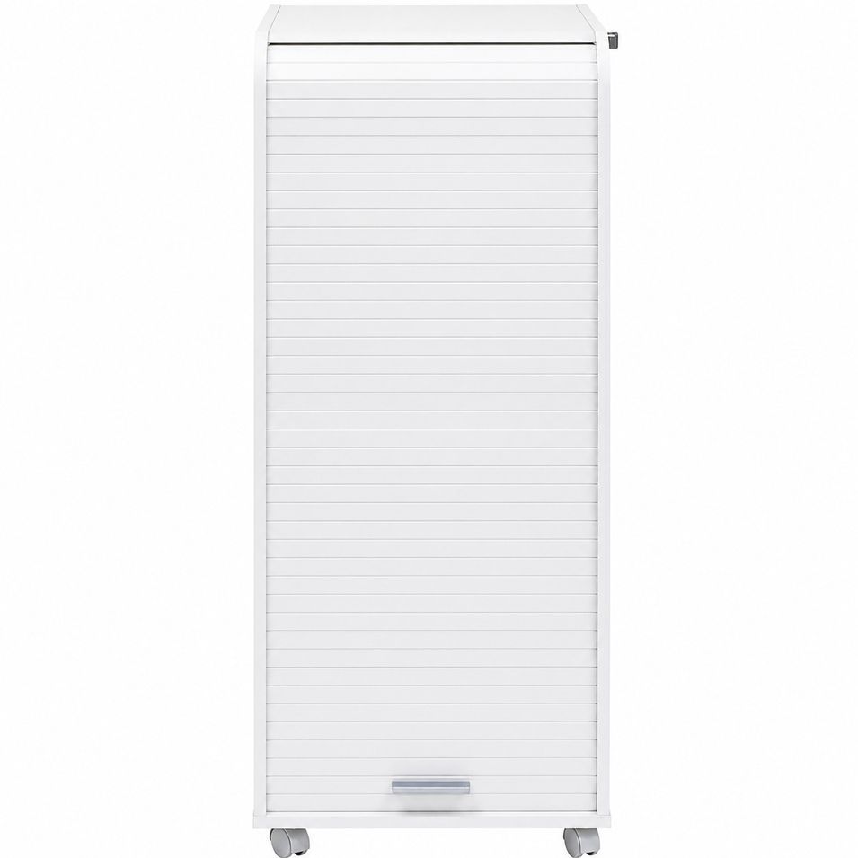 Caisson de bureau blanc à rideau ORGA 110 cm – Meuble mobile avec tiroirs et rangement dossiers - Photo n°1