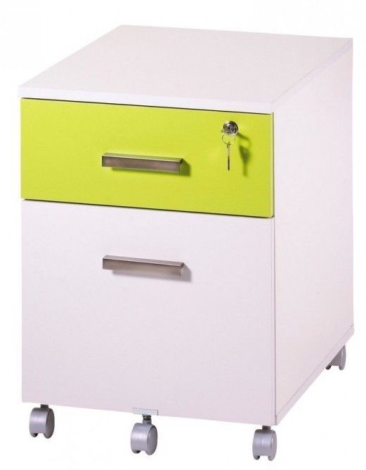 Caisson de bureau blanc et vert anis Hublo - Photo n°1