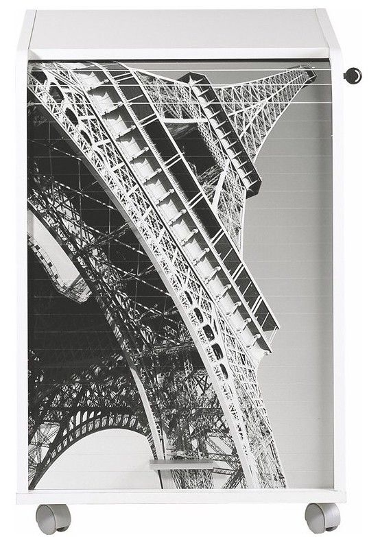Caisson de bureau blanc impression Paris Orga 70 - Photo n°1