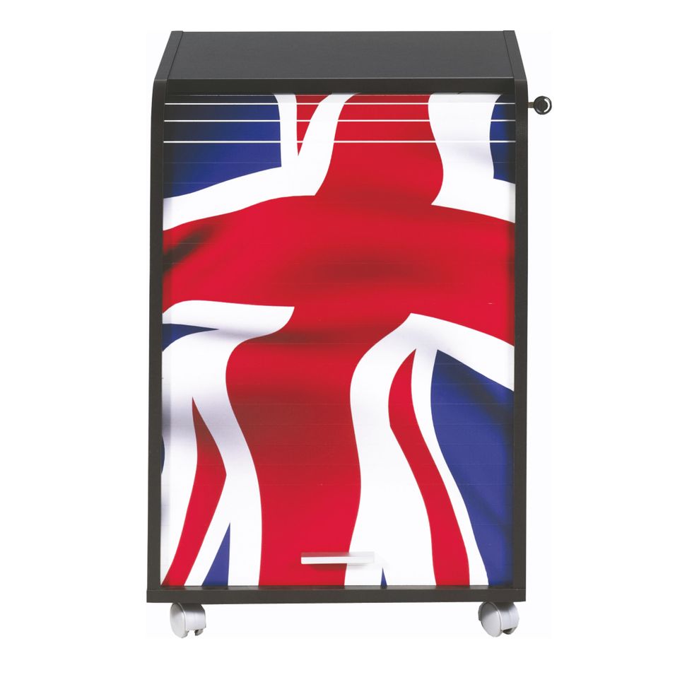 Caisson de bureau noir impression drapeau anglais Orga 70 - Photo n°1
