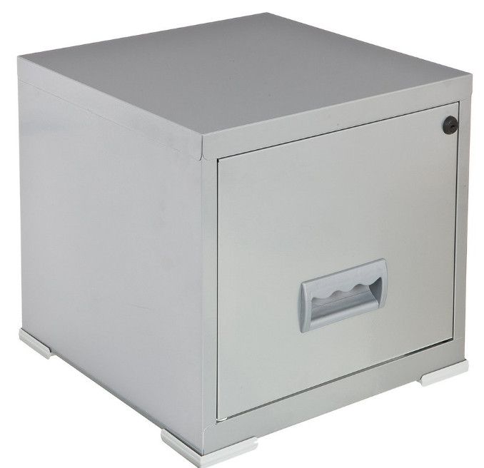 Caisson de rangement 1 tiroir métal gris brillant Baryl - Photo n°1