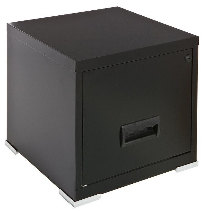 Caisson de rangement 1 tiroir métal noir brillant Baryl - Photo n°1