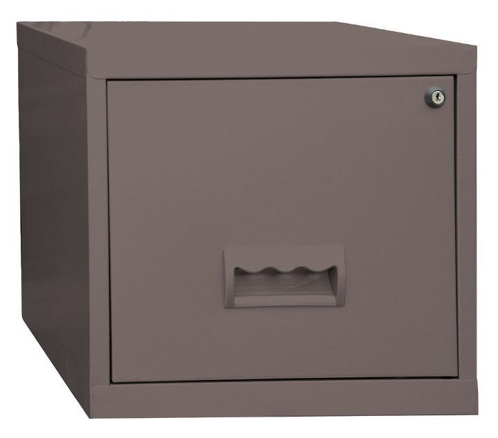 Caisson de rangement 1 tiroir métal taupe brillant Baryl - Photo n°1